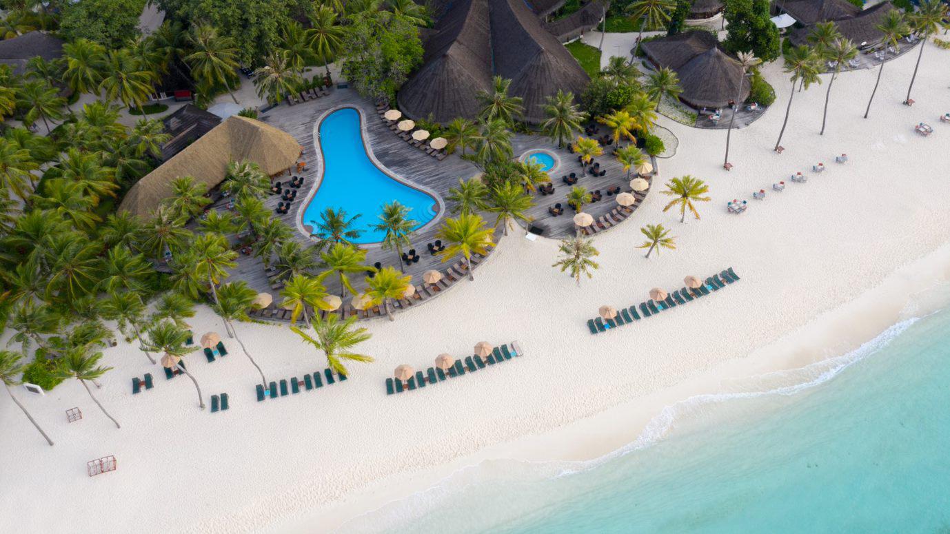Kuredu Resort & Spa Maldives Beach Aerial Shot