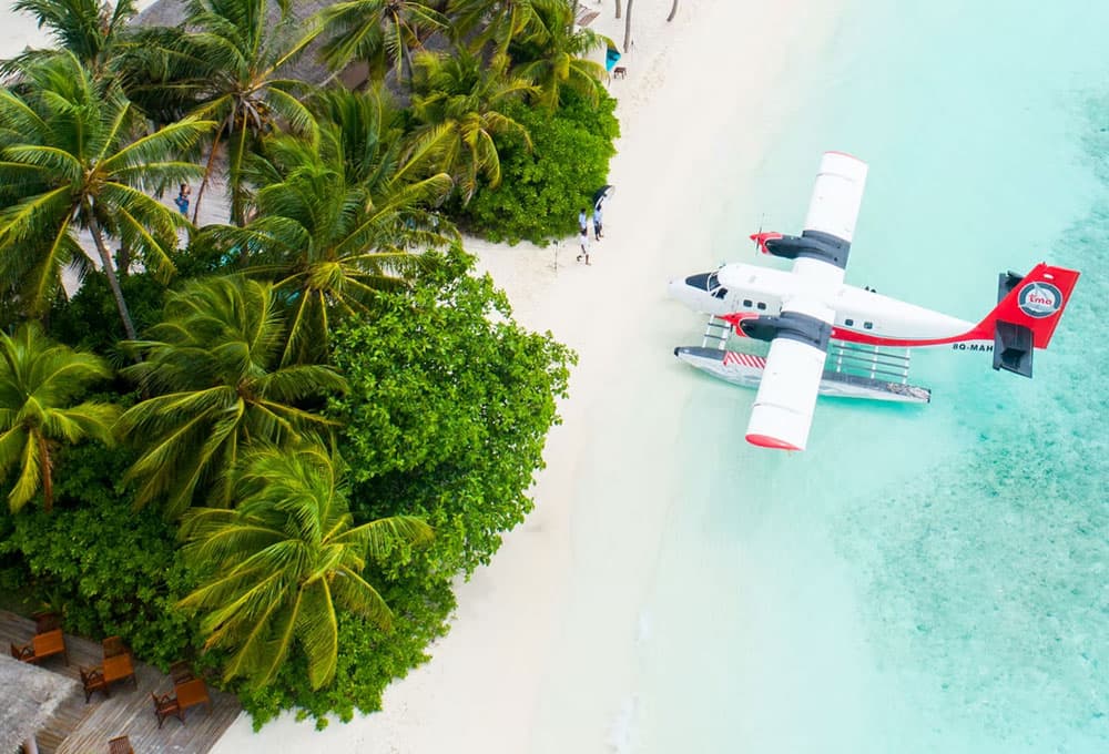 Sea plane at the coast Maldives Holiday